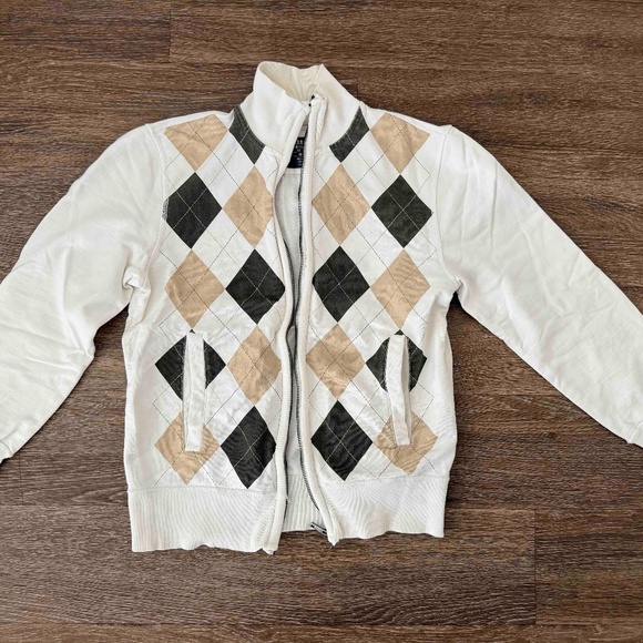 H&M LOGG Argyle zip up cotton sweater S - Picture 1 of 4